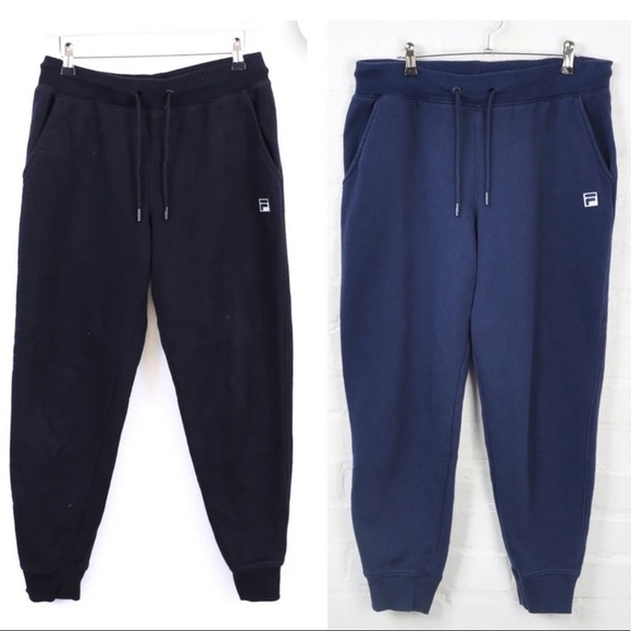FILA Sweat Pants in Black & Navy Blue Pack - Picture 1 of 15